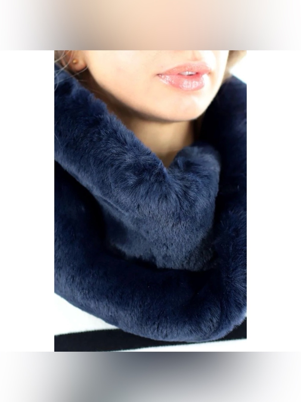 La Fiorentina Navy Faux Fur Infinity Scarf One Size